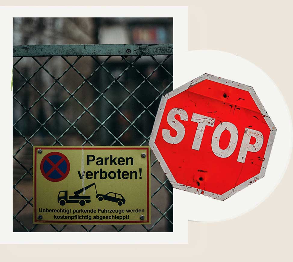 Parken verboten, Stop zu Falschparkern auf Privatparkplätzen